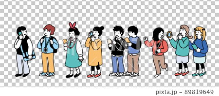 Simple illustration of a child using a smartphone Simple illustration of a child using a smartphone 89819649