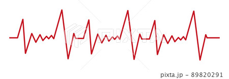 Heart pulse - curved red line on white background, medical tests - Vector 89820291