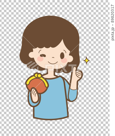 お財布を持った笑顔の女性 89820317