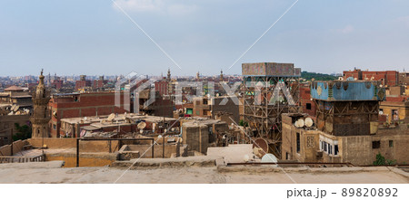 Weathered roofs of houses in old Cairo, Egypt 89820892