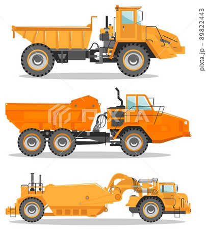 Off-highway trucks. Heavy mining machine and construction equipment. Vector illustration. 89822443