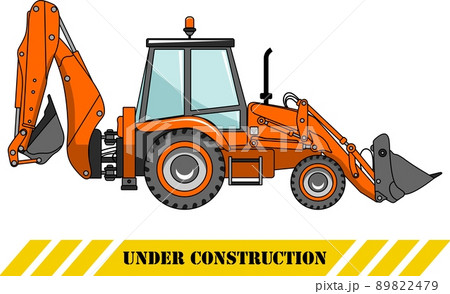 Backhoe loader. Heavy construction machines. Vector illustration Backhoe loader. Heavy construction machines. Vector illustration 89822479