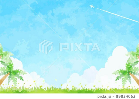 綺麗な青空とヤシの木の風景イラスト 89824062