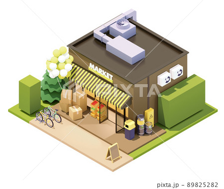 Vector isometric grocery building 89825282