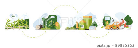 Flat biofuel life cycle with corn, wood and sugarcane biomass Flat biofuel life cycle with corn, wood and sugarcane biomass 89825352