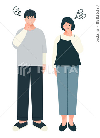 不仲、考えことをする男女のベクターイラスト 89826337