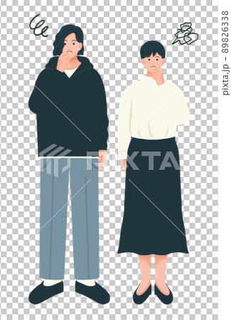 Vector illustrations of men and women who have disagreements and think 89826338