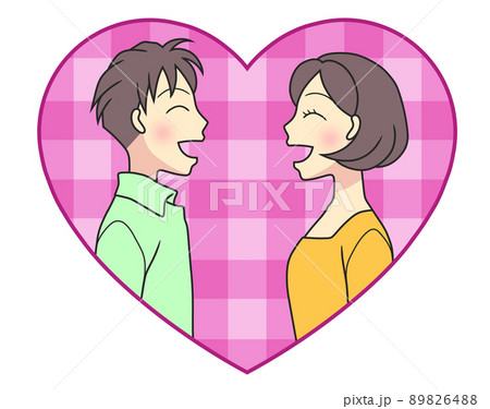 A young couple facing each other and smiling in... - Stock Illustration  [89826488] - PIXTA
