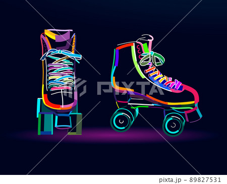 Abstract roller skate for figure skating. Quad skate from multicolored paints 89827531