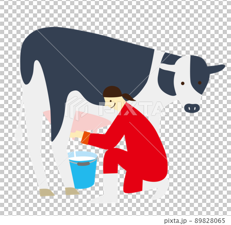 農業女子　酪農女子　酪農　女性　イラスト　牛乳 89828065