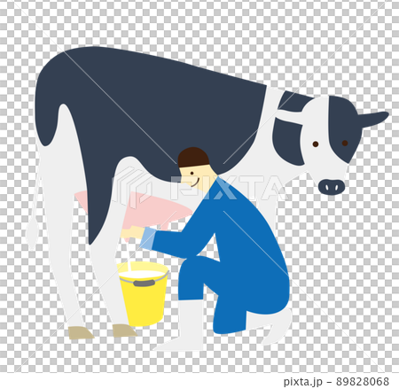 農業女子　酪農女子　酪農　女性　イラスト　牛乳 89828068