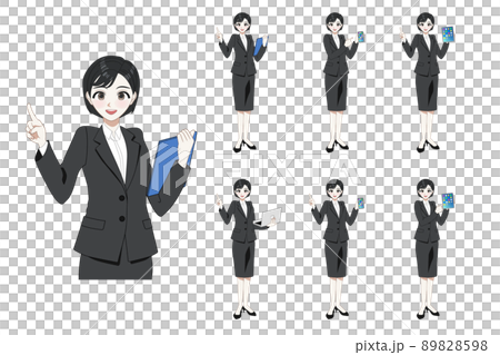 Young black-haired woman explaining with pointing 89828598