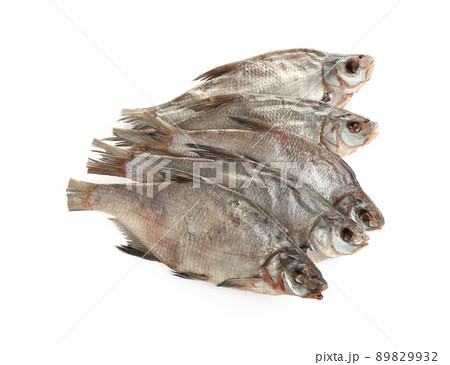 Tasty dried fish isolated on white. Seafood 89829932