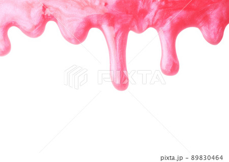 Flowing pink slime on white background. Antistress toy 89830464