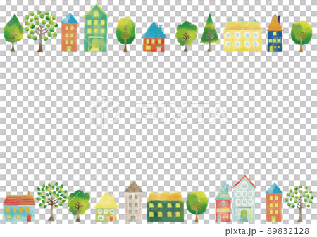 Scandinavian style watercolor touch cityscape frame (upper and lower) Scandinavian style watercolor touch cityscape frame (upper and lower) 89832128