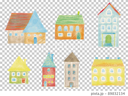 Scandinavian style watercolor touch house set 1 89832134