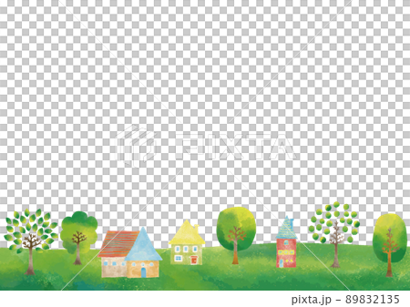 Scandinavian style watercolor touch cityscape green hill frame 1 Scandinavian style watercolor touch cityscape green hill frame 1 89832135