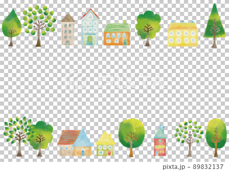 北欧風　水彩タッチの街並みフレーム 89832137