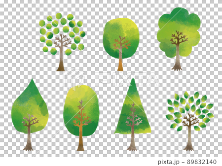 北欧風　水彩タッチの木々セット 89832140