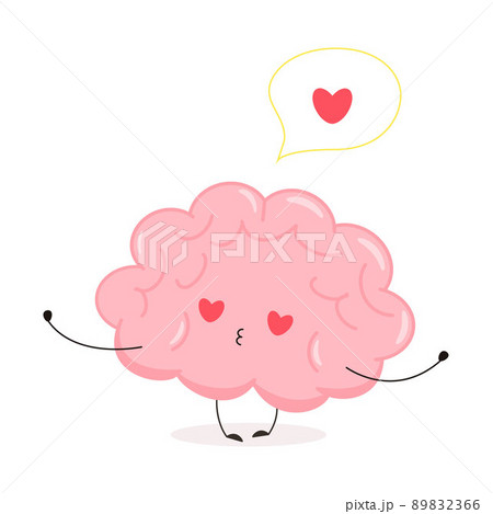 Cute funny brain in love. Kawaii human brain character Cute funny brain in love. Kawaii human brain character 89832366