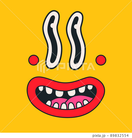 Cartoon vector funny cute monster face Comic character. 89832554