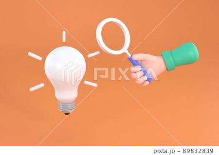 discovering idea image,hand holding magnifying glass, illustration discovering idea image,hand holding magnifying glass, illustration 89832839