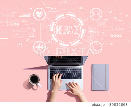 Insurance concept with person using a laptop 89832863