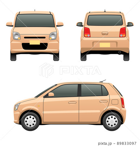 3方向から見た車のイラスト(軽自動車_01) 3方向から見た車のイラスト(軽自動車_01) 89833097