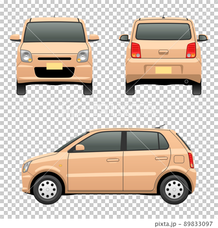 3方向から見た車のイラスト(軽自動車_01) 3方向から見た車のイラスト(軽自動車_01) 89833097