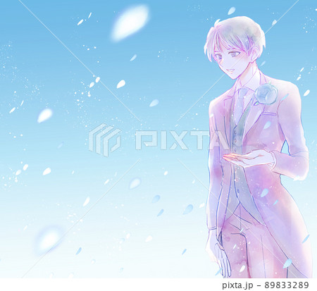 結婚式の新郎 青系 花吹雪 結婚式の新郎 青系 花吹雪 89833289
