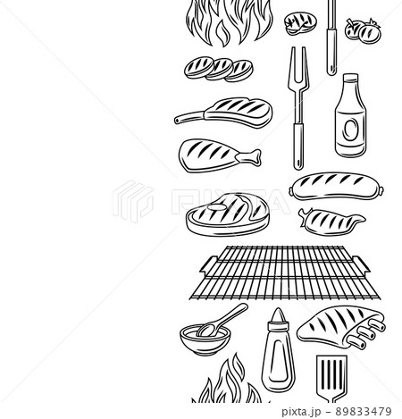 q Seamless Pattern With Grill Objects And のイラスト素材 3479