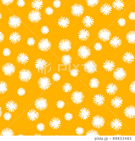 Seamless floral pattern based on traditional folk art ornaments. Colorful chamomile, daisy flowers on color background. Scandinavian style. Vector illustration. Simple minimalistic pattern 89833483
