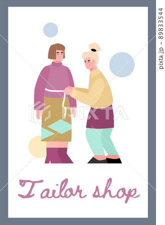Vertical poster for tailor shop flat style, vector illustration 89833544