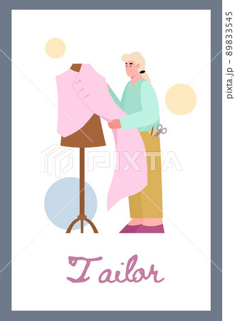 Vertical banner about tailor flat style, vector illustration 89833545