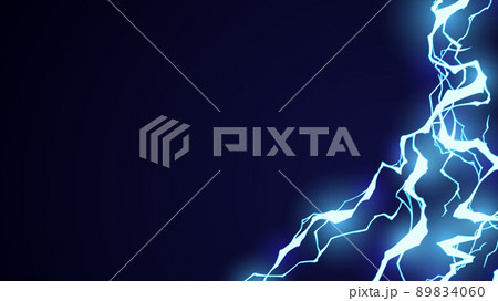 エフェクト風_水色の雷の背景_イラスト素材_16:9 89834060