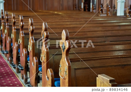 Church benches old wooden furniture 89834146