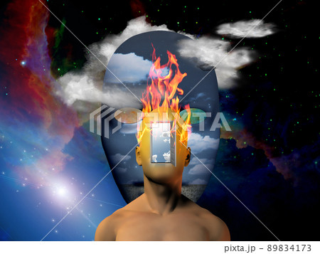 Burning head Burning head 89834173