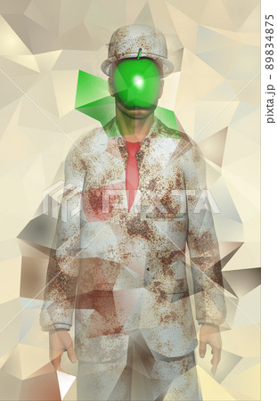 Man in white corroded suit Man in white corroded suit 89834875