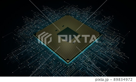 A computer processor with millions of connections and signals. Technology cpu background. Pulses and signals from the chip propagate through the motherboard. 3d animation A computer processor with millions of connections and signals. Technology cpu background. Pulses and signals from the chip propagate through the motherboard. 3d animation 89834972