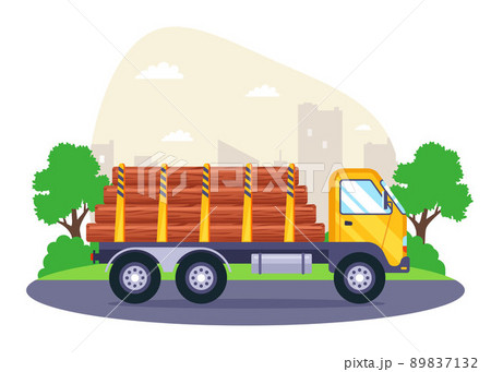 a big truck transports wood from a sawmill. 89837132