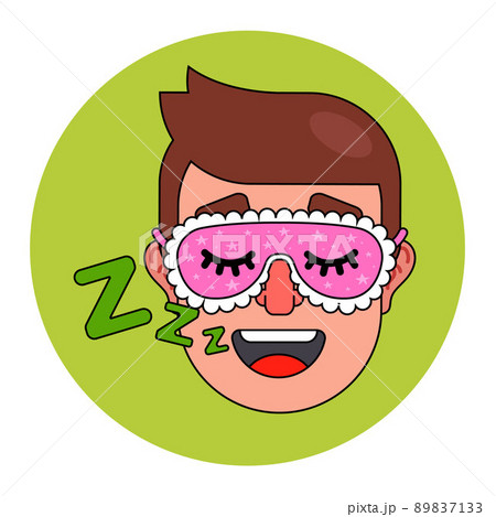 man sleeps with sleep mask. snoring man. 89837133