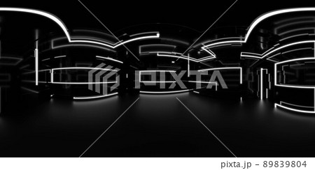 360 degree full panorama environment map of dark black studio futuristic light interior with metallic reflections 3d render illustration 360 degree full panorama environment map of dark black studio futuristic light interior with metallic reflections 3d render illustration 89839804