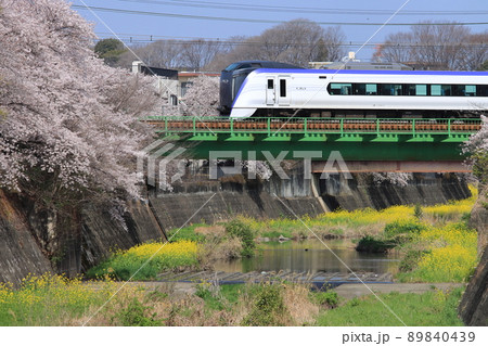 満開の桜が咲き誇る残堀川を往くE353系電車_2022/4/2撮影 満開の桜が咲き誇る残堀川を往くE353系電車_2022/4/2撮影 89840439