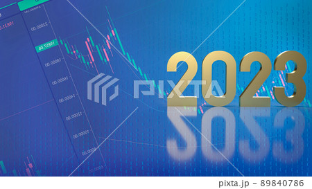 number 2023 gold on business background 3d rendering 89840786