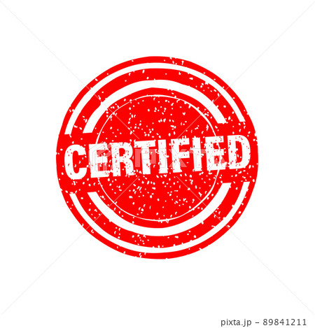 Certified stamp for banner design. Red verified badge icon vector 89841211