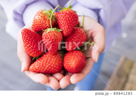 手にいっぱいの新鮮ないちご 手にいっぱいの新鮮ないちご 89841285