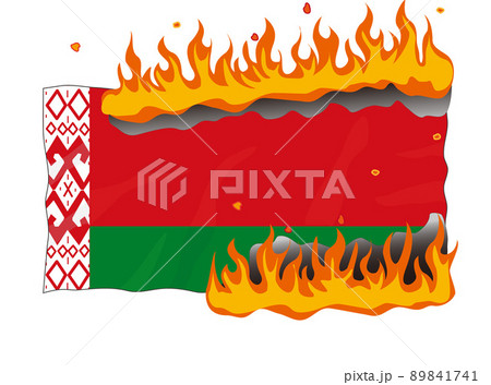 ベラルーシの国旗が燃えた。 89841741