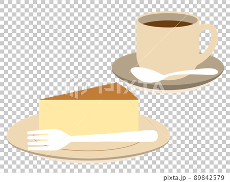 咖啡和芝士蛋糕咖啡館的插圖 89842579