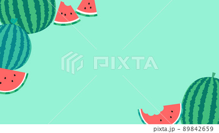 スイカのレトロポップな夏のフラットデザインフレーム スイカのレトロポップな夏のフラットデザインフレーム 89842659