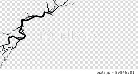 Crack on concrete or ground due to aging or drought. Fissure isolated in transparent background. Vector illustration 89846581